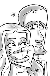 Live Digital Caricature sample of a couple