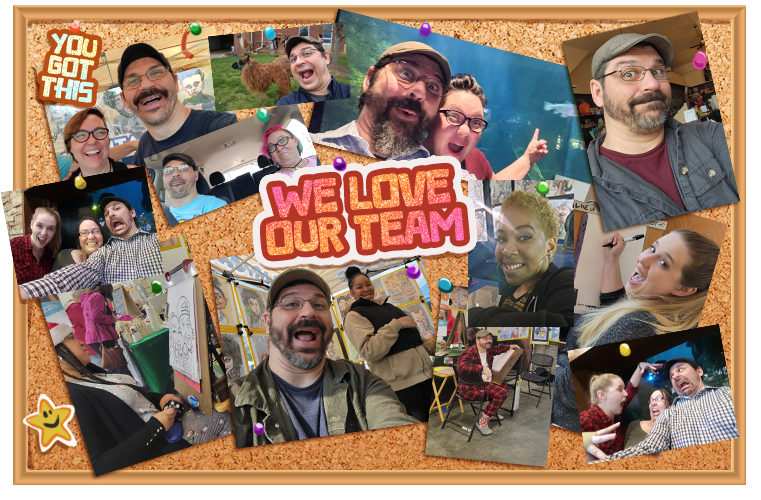 Pictures on a corkboard